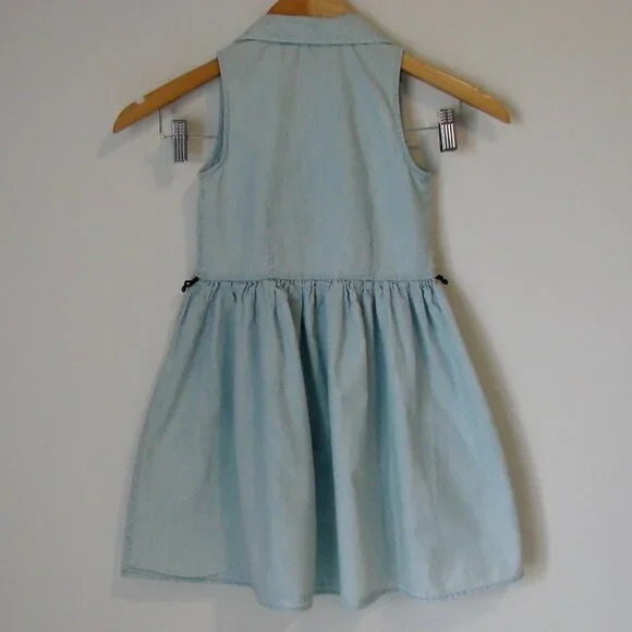 Polo Ralph Lauren Girls Chambray Denim Dress Pony Sleeveless Collar Cotton Siz 6 - Picture 12 of 14